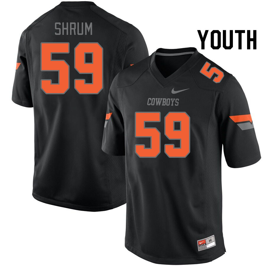 Youth #59 Kason Shrum Oklahoma State Cowboys College Football Jerseys Stitched-Black